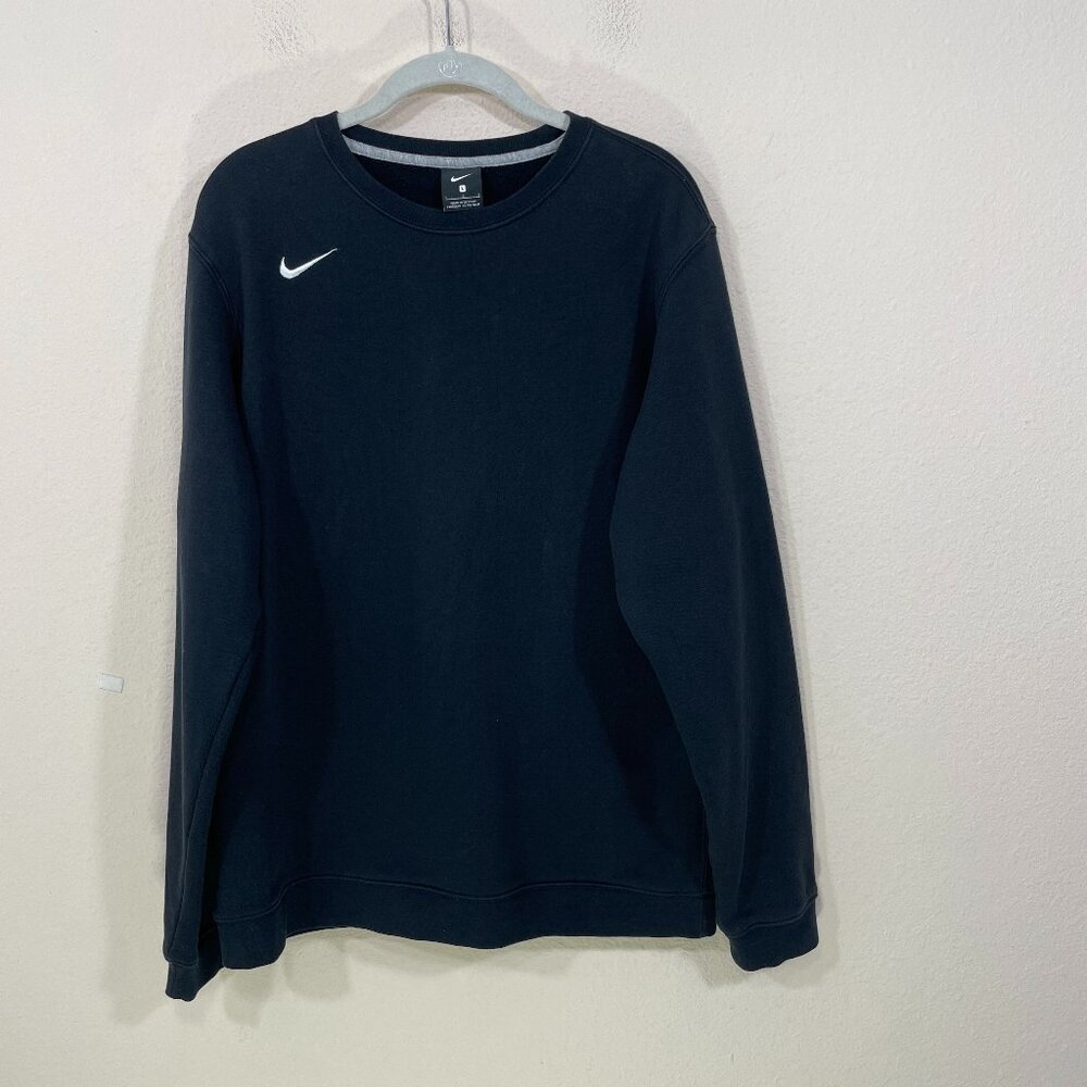 Nike Pullover Men's L Crewneck Sweatshirt Black Mini Right Swoosh